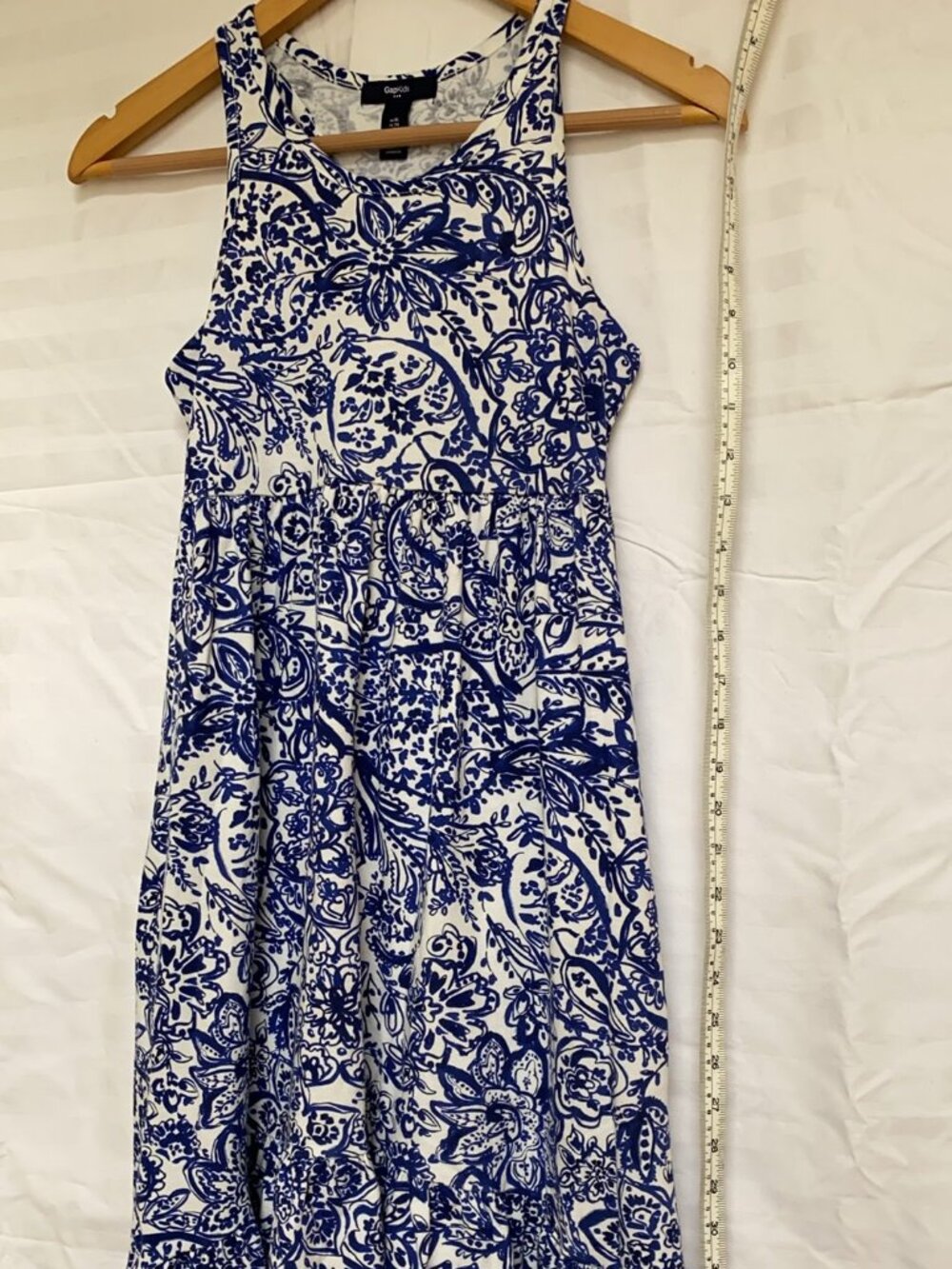Gap Kids Girls Dress US XL – Blue White Floral Paisley Halter High-Low